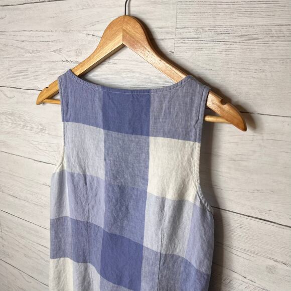 J Jill Dress Womens Size XS Blue & White Love Linen Gingham 100% Linen Tie - Picture 13 of 16